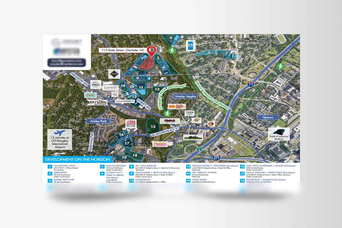 Commercial real estate custom map & aerial by BTS Brands (MAP-10)