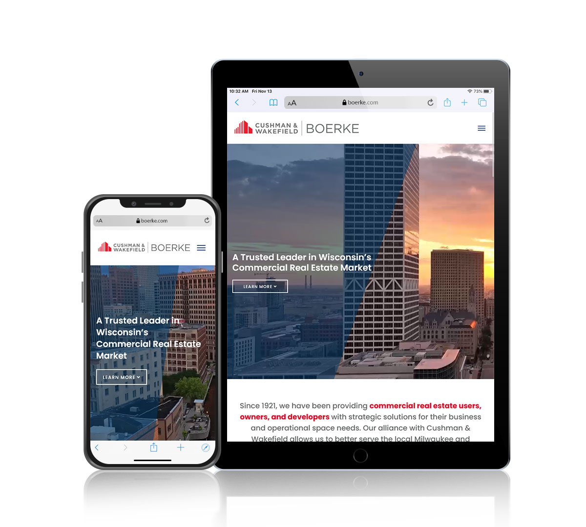 Commercial real estate mobile responsive website development